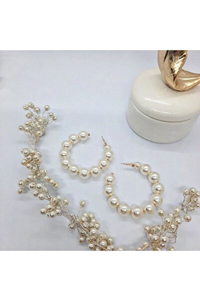 Yağmur Büyük Boy Halka Inci Küpe