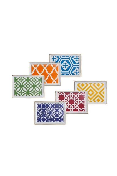 Porland Morocco 6 Colors Rectangular Breakfast Plate Set of 6