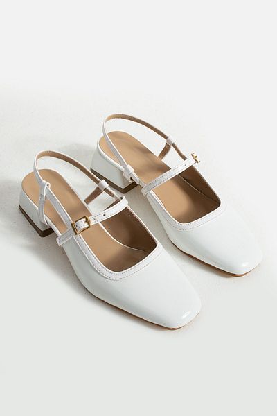 İnan Ayakkabı Women's White Patent Leather Color Detailed Heeled Shoes 3 cm Heel