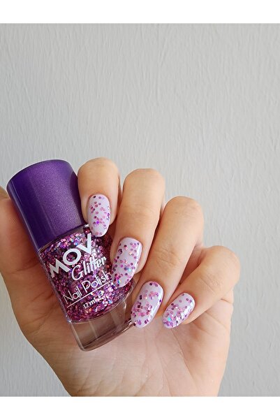 MOV Glitter Simli Oje Mor Pul No:13