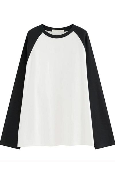 Touz Moda Λευκό Vintage Raglan μακρυμάνικο μπλουζάκι