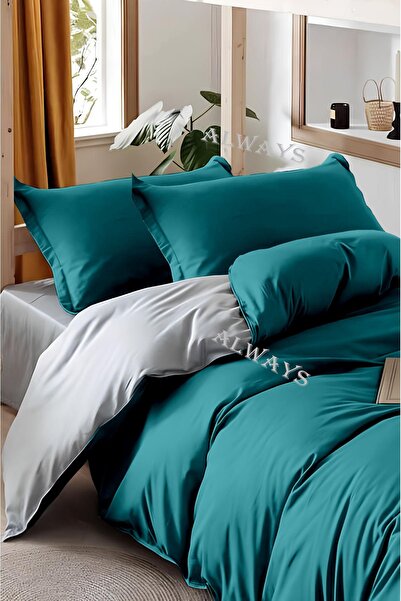 Always Двулицев комплект спално бельо, двойна завивка, еластичен чаршаф