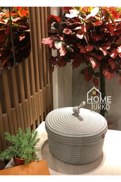 HomeTurko Modern Jute Straw Clothes Basket with Lid - Multi-Purpose Storage Kitchen Bathroom Basket