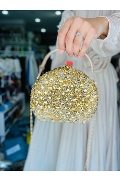 Çanta Trend Середня сумочка з кристалами у формі діамантів на ланцюжку