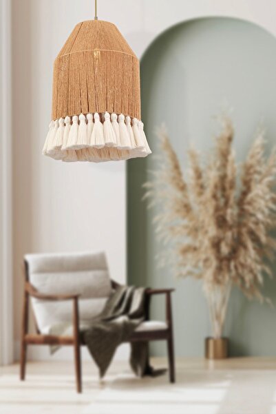 Apliqa Macaron Tekli Hasır Makrome Desenli Bohem Tarzı Yatak Odası, Çocuk Odası, Koridor, Salon Sarkıt Aviz