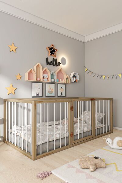 Givayo Mobilya FRODO AHŞAP BEBEK ÇOCUK MONTESSORİ YATAK KAPILI