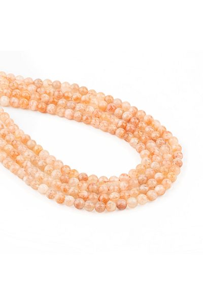 Zeynep Büyükbay 6mm Sphere Cut Sun Stone Natural Stone String