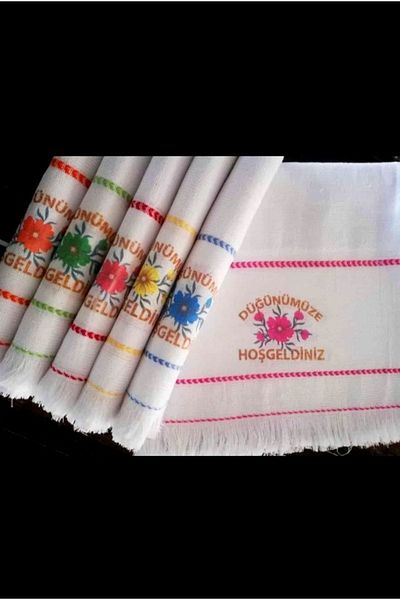 yörük tuhafiye Wedding Towel, Car Towel, Convoy Towel, 12 Pieces, Welcome to our wedding, School Towel, with flowers