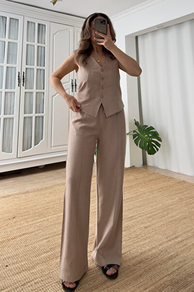 My Blog Mink Lavin 100% pamut vászon mellény-nadrág szett