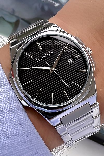 Homies Men's Silver Color Steel Watchband and Bracelet - 3 ATM Waterproof HME2054C4