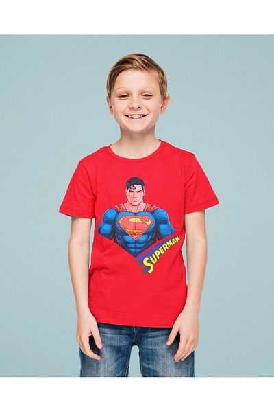 SEDİRLİ Superman Printed Children's Summer Cotton T-Shirt