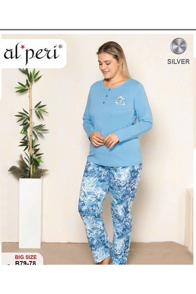 Alperi Set de pijamale cu mâneci lungi de sezon Battal de mărimi plus mari