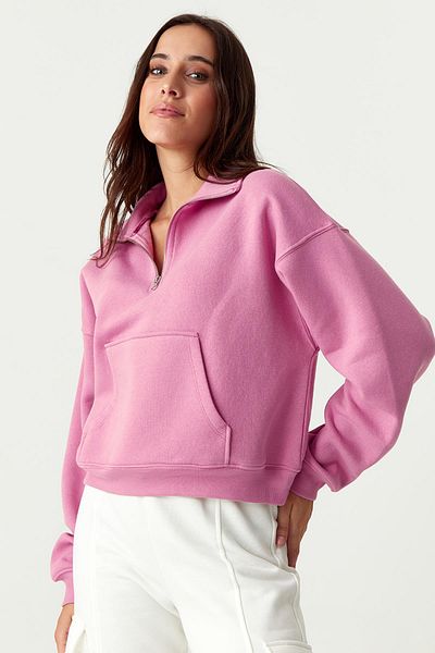 Select Moda Γυναικείο φούτερ με όρθιο γιακά με φερμουάρ Oversize Crop