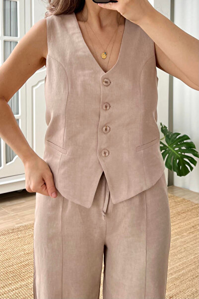 My Blog Mink Lavin 100% pamut vászon mellény-nadrág szett