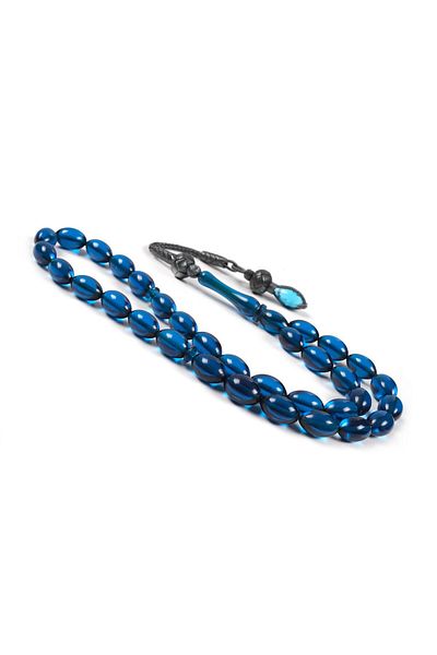 TESBİHCİBABA Smoky Blue Kazaz Whips Squeeze Amber Prayer Beads