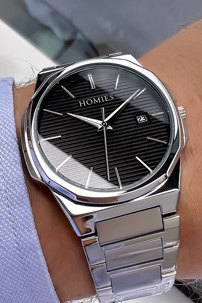 Homies Men's Silver Color Steel Watchband and Bracelet - 3 ATM Waterproof HME2054C4