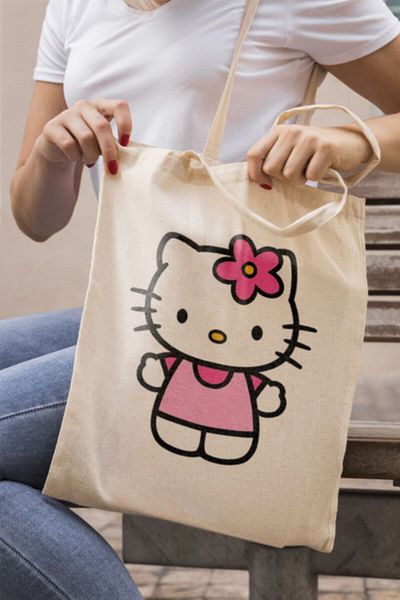 Hediyexpres Τσάντα Hello Kitty με εκτύπωση για ψώνια και παραλία