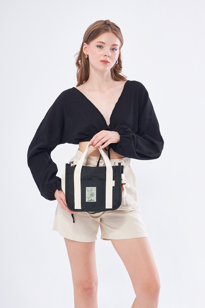 LOCHCA Zek Teddy Bear Canvas Bag - Black