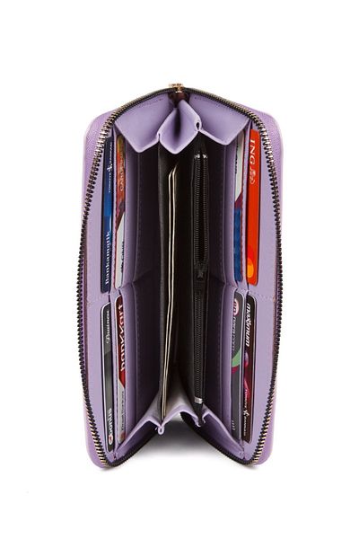 AVCA Women's Soft Textured Horizontal Paper Coin Card Holder Portfolio Wallet with Phone Compartment