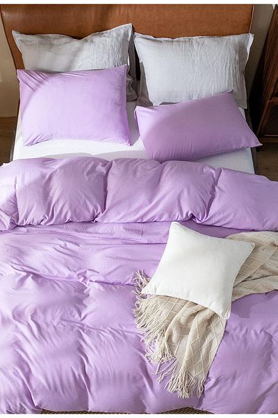 Soft Colours Single Ranforce 160x220 Duvet Cover Set Solid Color