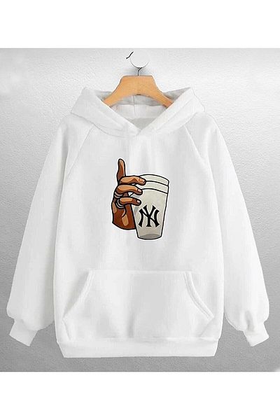 Hediyexpres Unisex φούτερ με κουκούλα που κρατά κύπελλο στο χέρι