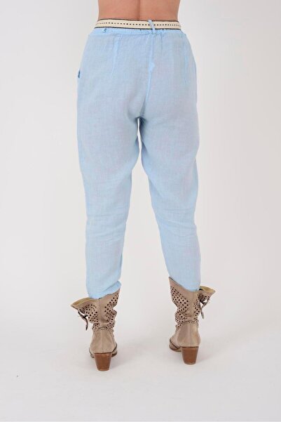 Park Moda 10156H Лляні штани - з поясом, кроєм «морква»