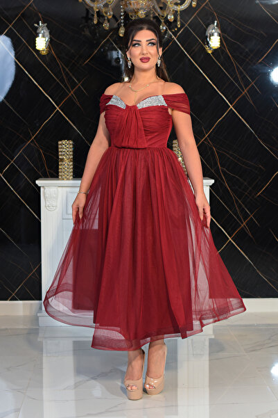 Matik Abiyem Flexibilný tylový dizajn Večerné šaty na hrudi po kolená