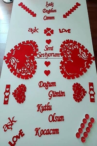 Genel Markalar Romantik Masa Süsleme Set Kalın Keçe Amerikan Servis Runner Sunum Sevgililer Günü