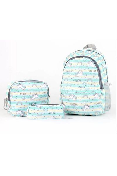 uzaktangelir Set de ghiozdane Cambridge Polo Club Unicorn Green din 3 piese