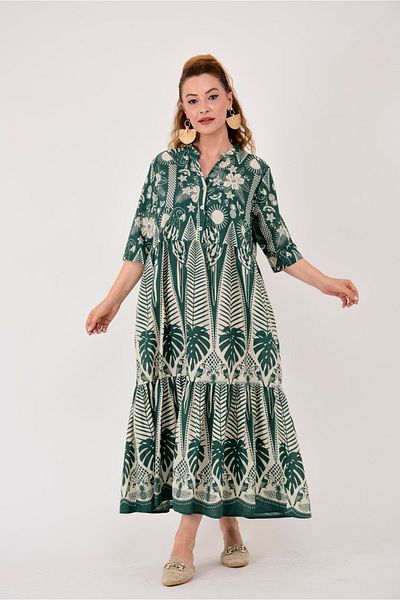 Park Moda An10623-1 Φόρεμα με λεπτομέρεια κέντημα δάσους