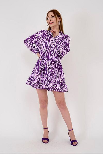 Park Moda AN10602 ROCHIE DE CAMĂȘĂ SCURTĂ CU MODEL GEOMETRIC