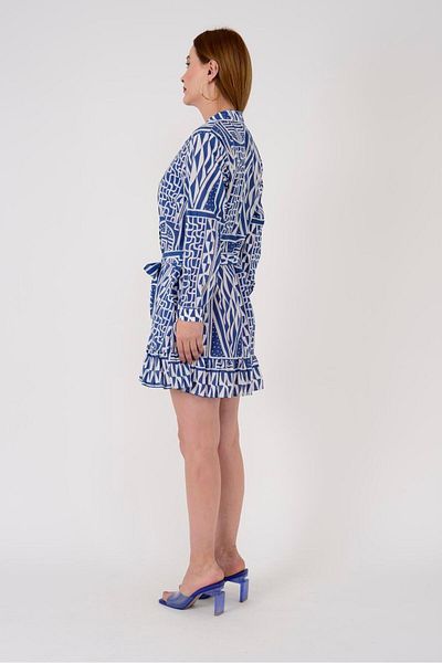 Park Moda Model AN10602 - Rochie cămașă scurtă cu model geometric