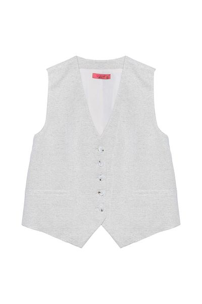 Quzu Natural Vest - Button Detailed