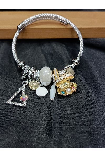 DNA Takı Charm Steel Women's Bracelet - Pearls and Loose Design