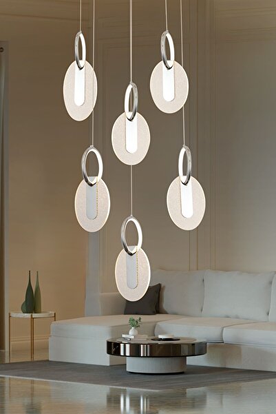 Apliqa Enola 6 lı Yuvarlak 107 watt Ledli Modern Tasarım Oturma Odası Salon Avize