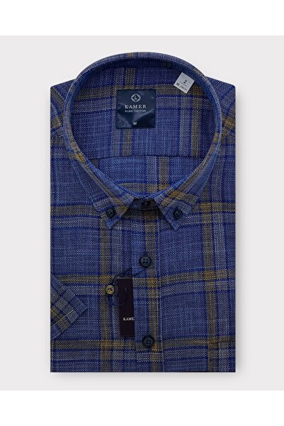 KAMER ERKEK REGULAR FIT KISA KOL %100 PAMUK EKOSE GÖMLEK 9436S