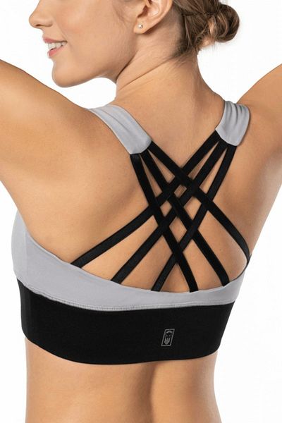 Lioness Activewear Γκρι αθλητικό σουτιέν με καλυμμένο ψηλό στήριγμα με λεπτομέρεια στην πλάτη