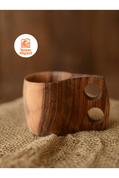 Vivas Craft Kuksa tekli, Ceviz ağacından kamp bardağı, Doğal kupa bardak, Ahş...