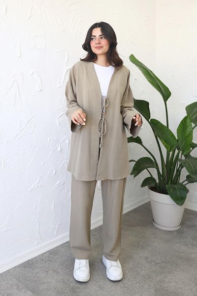 Poliyance Khaki Turquoise Suit Set