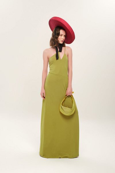 Eda Taşpınar Meat Iconic Design Green Strappy One Shoulder Dress
