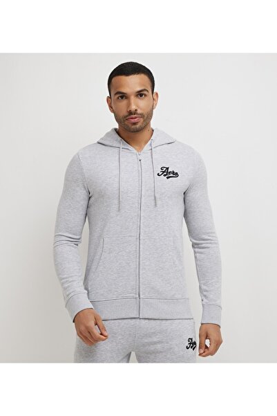Aeropostale Men's Gray Text Printed Hoodie