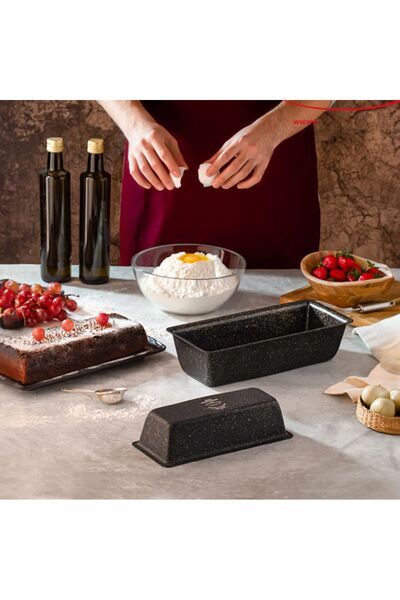 Evren 26 Cm Gold Stone Baton Kek Kalıbı, Yapışmaz Taban Baton Kek Ekmek Fırın...