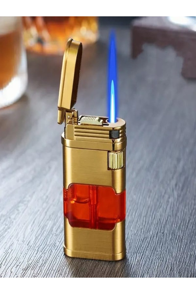 HK GİFT SHOP Şeffaf Işıklı Gövde Metal Gazlı Lüks Çakmak Benzersiz Tasarım