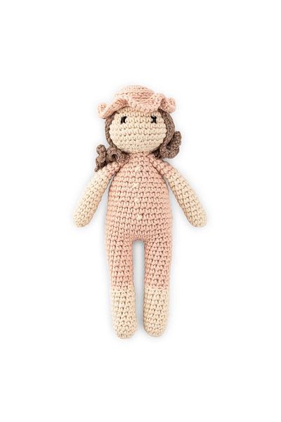 Wellgro Cuddly Amigurumi Curly Baby Girl Toy - powder