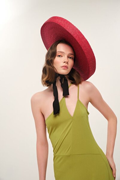 Eda Taşpınar Φόρεμα με έναν ώμο με πράσινο λουράκι με εικονικό σχέδιο