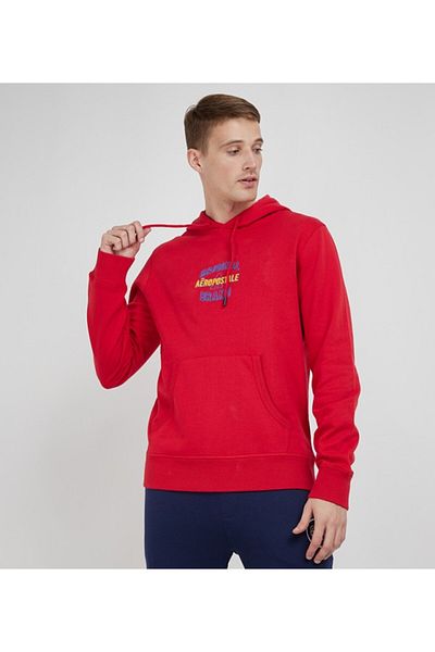 Aeropostale Men's Red Text Printed Hoodie