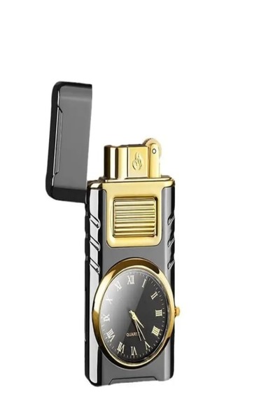 HK GİFT SHOP Kişiye Özel İsimli Tuşlu Saatli Çift Ateşli Çakmak