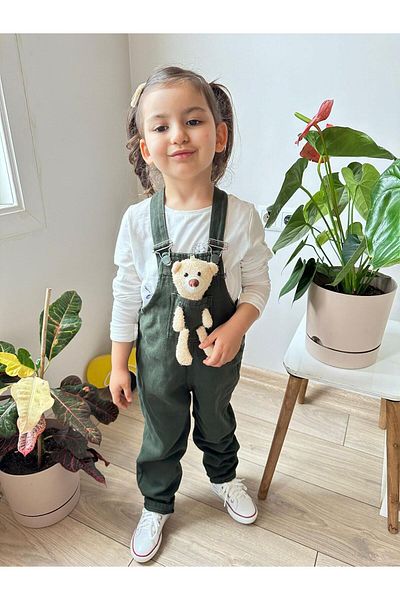 VOSVOSBABY Unisex Green Teddy Denim Jumpsuit