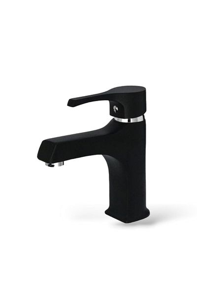 Sardıcı 5-Year Black Chrome Detailed Lotus Fixed Sink - Double Water Inlet Tap