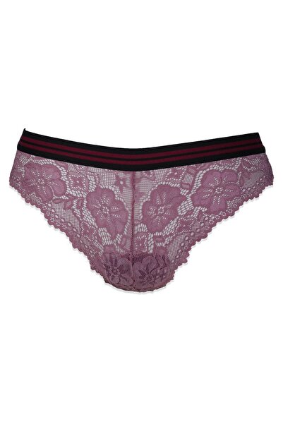 koza iç giyim Women's 3-Piece Striped Elastic Lace Panties